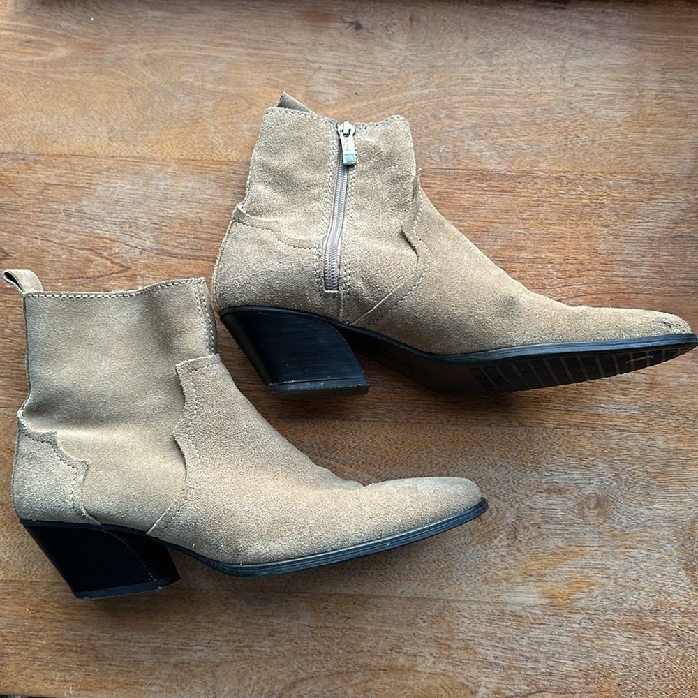 Zara tan suede western heeled zip up booties women’s EU38 US 7.5